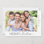 Modern Minimalist 2 foto Merry Christmas Script Feestdagenkaart (Voorkant)