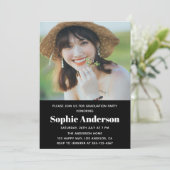 Modern Minimalist 2 Photo Graduation Party Kaart (Staand voorkant)