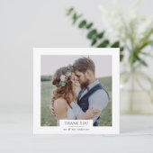 Modern minimalist 2 Photo Square Wedding Bedankkaart (Staand voorkant)