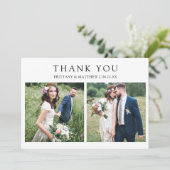 Modern Minimalist 2 Photo Wedding Bedankkaart (Staand voorkant)