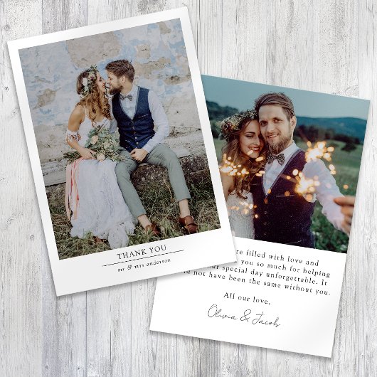 Modern minimalist 2 Photo Wedding Bedankkaart