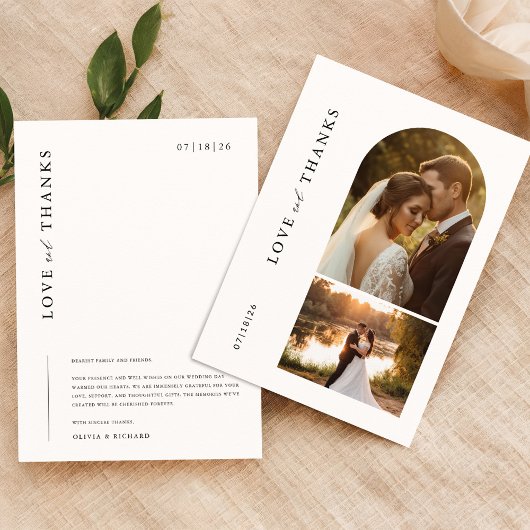 Modern minimalist 2 Photo Wedding Bedankkaart