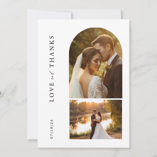 Modern minimalist 2 Photo Wedding Bedankkaart (Voorkant)