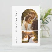 Modern minimalist 2 Photo Wedding Bedankkaart (Staand voorkant)