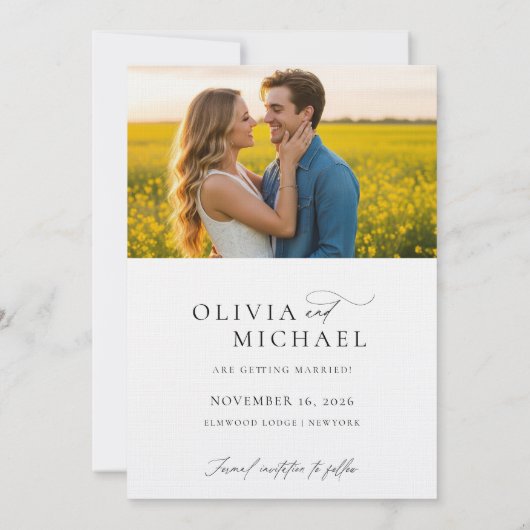 Modern minimalist 2 Photo Wedding Save The Date (Achterkant)