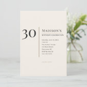 Modern Minimalist 30th Adult Birthday Celebration Kaart (Staand voorkant)