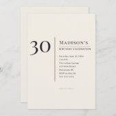 Modern Minimalist 30th Adult Birthday Celebration Kaart (Voorkant / Achterkant)