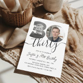 Modern Minimalist 30th Birthday Photo  Kaart