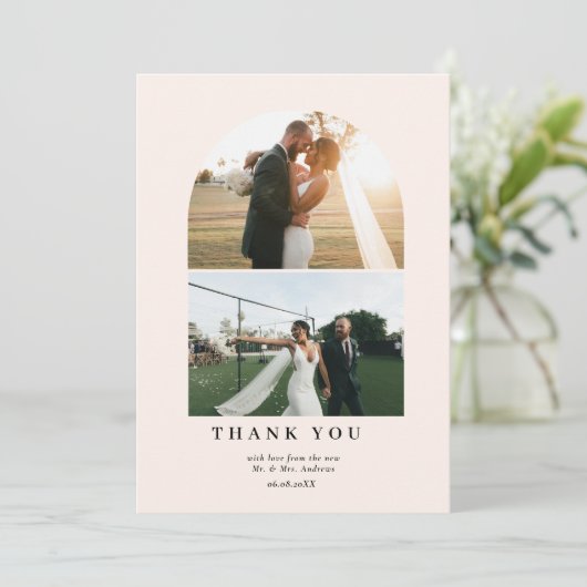 Modern Minimalist 3 Photo Thank You Dankeskarte Bedankkaart (Staand voorkant)