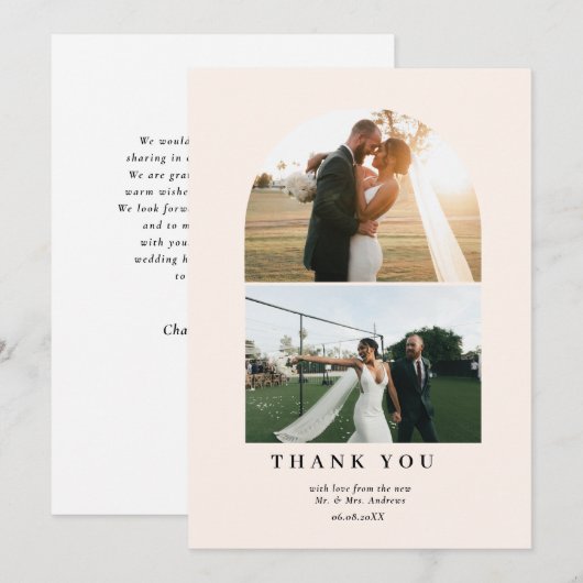 Modern Minimalist 3 Photo Thank You Dankeskarte Bedankkaart (Voorkant / Achterkant)