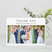 Modern Minimalist 3 Photo Wedding Bedankkaart (Staand voorkant)