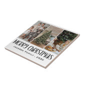 Modern Minimalist 4 Photo Collage Family Name Year Tegeltje (Zijkant)