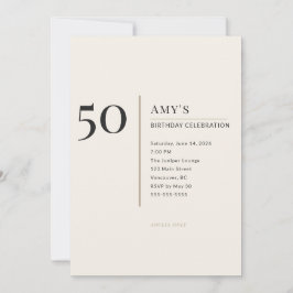 Modern Minimalist 50th Adult Birthday Celebration Kaart