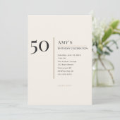 Modern Minimalist 50th Adult Birthday Celebration Kaart (Staand voorkant)