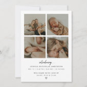 Modern Minimalist 5 Baby Photos Birth Aankondiging (Voorkant)