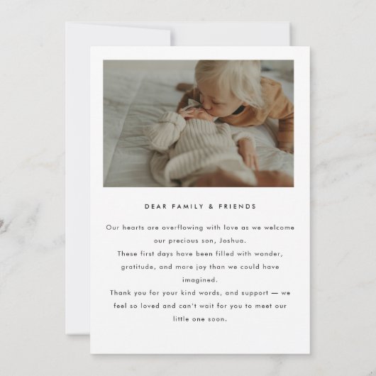 Modern Minimalist 5 Baby Photos Birth Aankondiging (Achterkant)