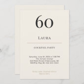 Modern Minimalist 60th Birthday Cocktail Party Kaart (Voorkant / Achterkant)