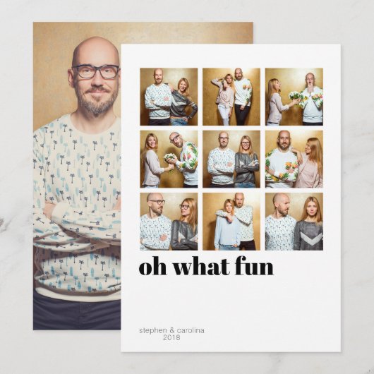 Modern minimalist 9 Square Holiday Foto Feestdagenkaart (Voorkant / Achterkant)