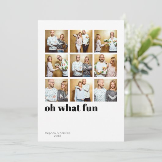 Modern minimalist 9 Square Holiday Foto Feestdagenkaart (Staand voorkant)