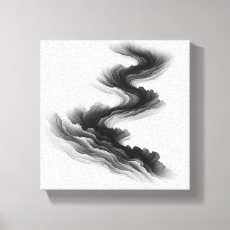 Modern Minimalist Abstract Layered Flow - Smoke  Canvas Afdruk