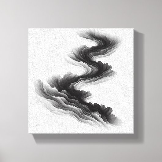 Modern Minimalist Abstract Layered Flow - Smoke Canvas Afdruk (Voorkant)