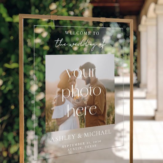 Modern Minimalist Acrylic Photo Wedding Sign Acryl Bord