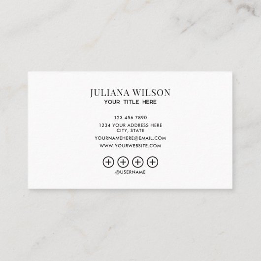 modern minimalist Add your custom logo white Visitekaartje (Achterkant)