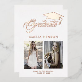 Modern minimalist Afstuderen 2 Foto Afstuderen Gol Folie Uitnodiging