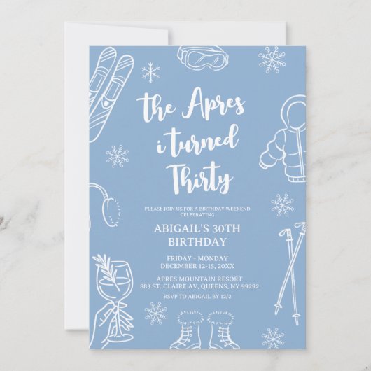 Modern Minimalist Apres Ski Birthday Weekend  Kaart (Voorkant)
