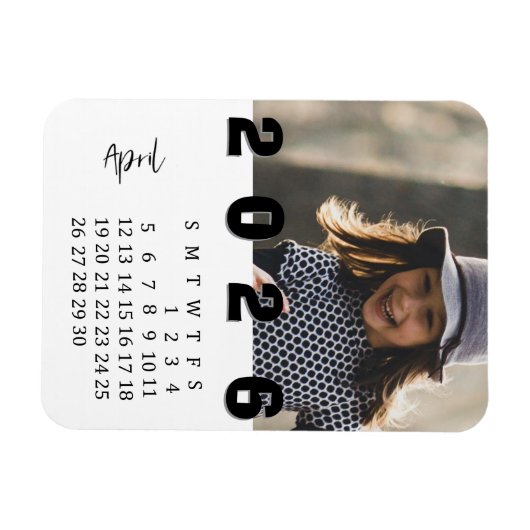 Modern Minimalist April 2026 Photo Calendar Magneet (Horizontaal)