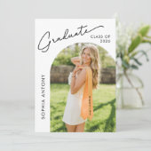 Modern Minimalist Arch Photo Graduation Party Kaart (Staand voorkant)