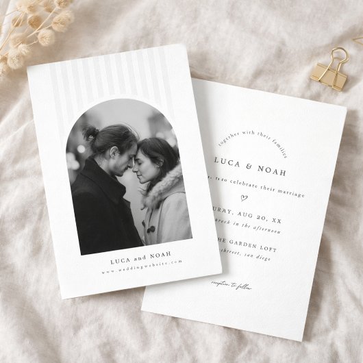 Modern Minimalist Arch Photo Wedding Invitation Kaart
