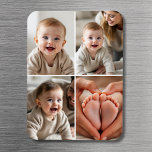 Modern Minimalist Baby 4 Photo Collage  Magneet<br><div class="desc">Celebrate your little one’s most precious moments with this Modern Minimalist Baby 4-Photo Collage Magnet. Designed with a clean and timeless layout, this custom magnet showcases four of your favorite baby photos with simple, stylish elegance. Add a name, birth date, or a short message to personalize your keepsake. Printed in...</div>