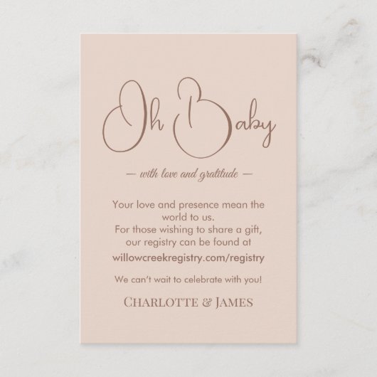 Modern Minimalist Baby Shower | Powder Blush Informatiekaartje (Voorkant)