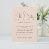 Modern Minimalist Baby Shower | Powder Blush Informatiekaartje (Staand voorkant)