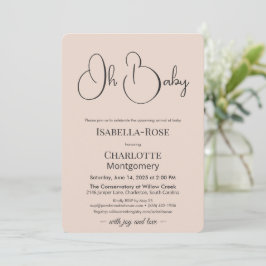 Modern Minimalist Baby Shower | Powder Blush Kaart