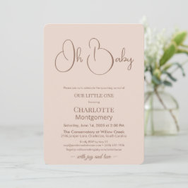 Modern Minimalist Baby Shower | Powder Blush Kaart