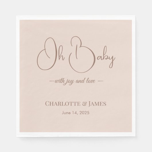 Modern Minimalist Baby Shower | Powder Blush Servet (Voorkant)