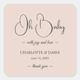 Modern Minimalist Baby Shower | Powder Blush Vierkante Sticker