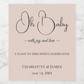 Modern Minimalist Baby Shower | Powder Blush Wijn Etiket (Enkel label)