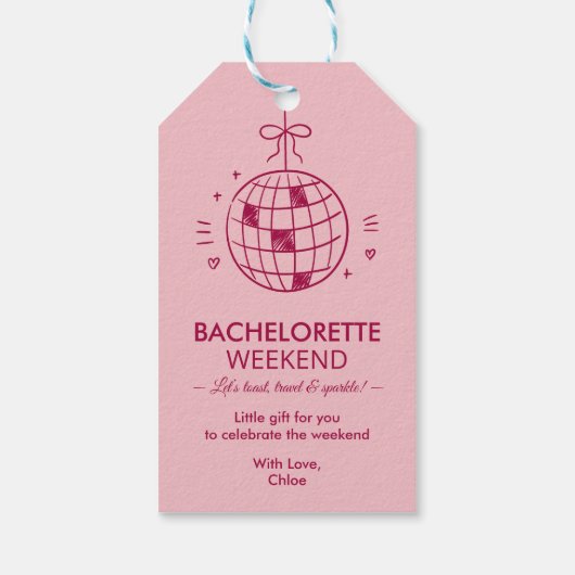 Modern Minimalist Bachelorette Weekend | Pink  Cadeaulabel (Achterkant)