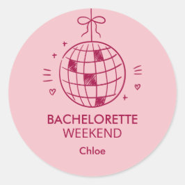 Modern Minimalist Bachelorette Weekend | Pink  Ronde Sticker
