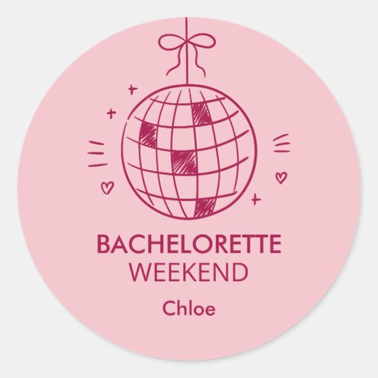 Modern Minimalist Bachelorette Weekend | Pink Ronde Sticker (Voorkant)