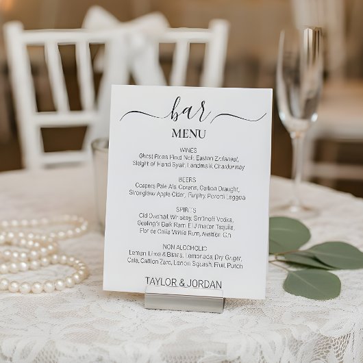 Modern Minimalist Bar Menu Elegant Reclamebord Met Voetstuk