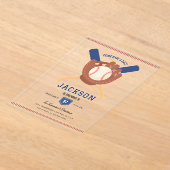 Modern Minimalist Baseball Batter Up Birthday Acryl Uitnodigingen (Laagn)