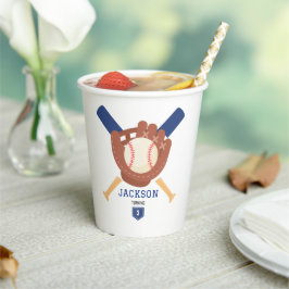 Modern Minimalist Baseball Batter Up Birthday Papieren Bekers