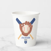 Modern Minimalist Baseball Batter Up Birthday Papieren Bekers (Achterkant)