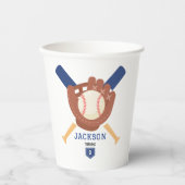 Modern Minimalist Baseball Batter Up Birthday Papieren Bekers (Voorkant)