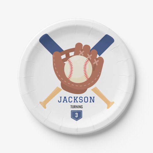 Modern Minimalist Baseball Batter Up Birthday Papieren Bordje (Voorkant)