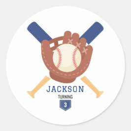 Modern Minimalist Baseball Batter Up Birthday Ronde Sticker